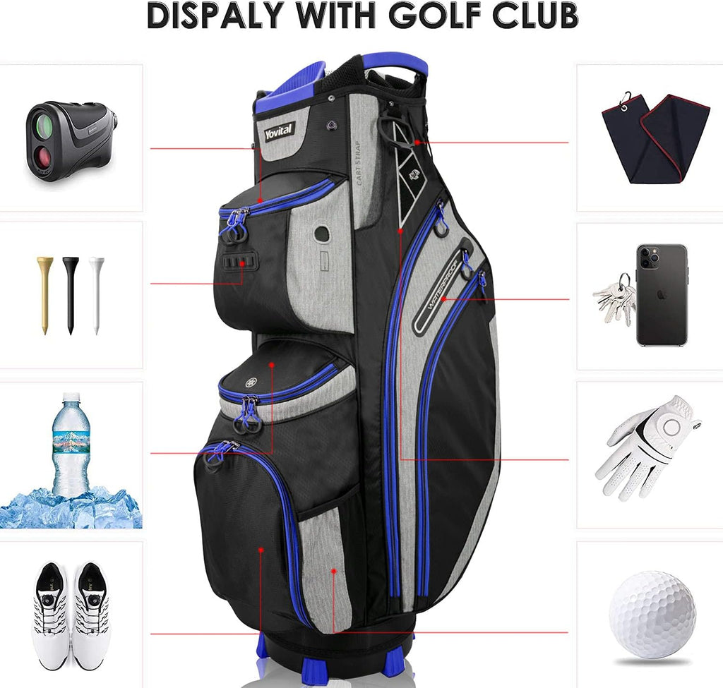 14 Way Golf Cart Bag for Push Bag Classy Design Full Length with Cooler, Rain Hood, Putter Well