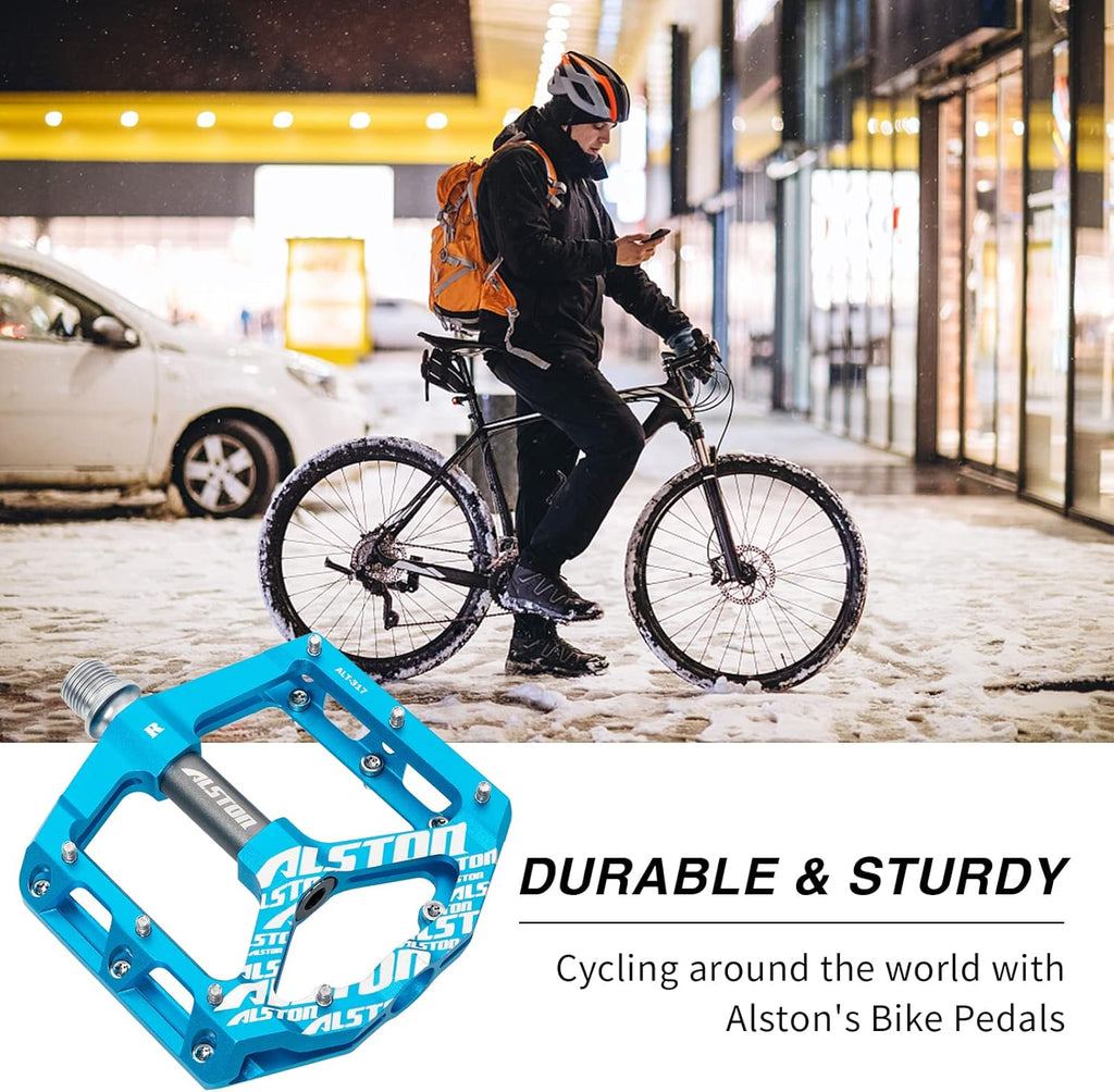 Non-Slip Mountain Bike Pedals,Ultra Strong Colorful Cr-Mo CNC Machined 9/16" 3 Sealed Bearings for Road BMX MTB Fixie Bikes