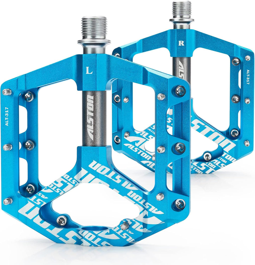 Non-Slip Mountain Bike Pedals,Ultra Strong Colorful Cr-Mo CNC Machined 9/16" 3 Sealed Bearings for Road BMX MTB Fixie Bikes