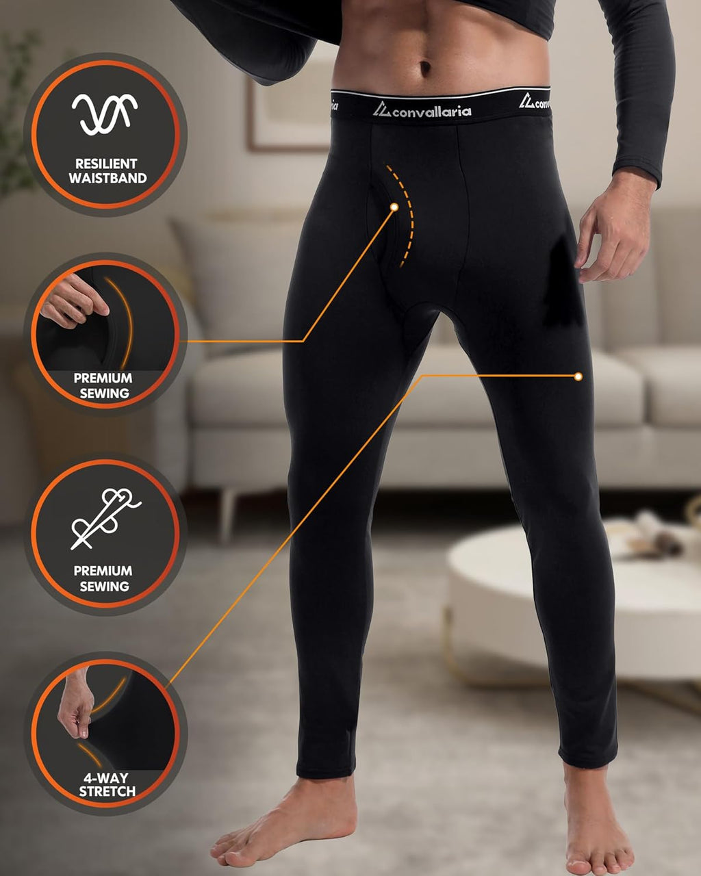 2 Pack Thermal Underwear for Men Long Johns Fleece Lined Base Layer Set Winter Bottom Top 2XS-6XL