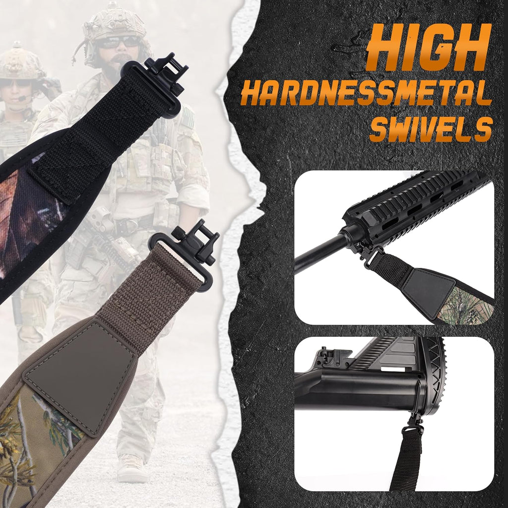 Two Point Traditional Sling with Swivels,Durable Shoulder Padding Strap, Metal Hardware Length Adjuster