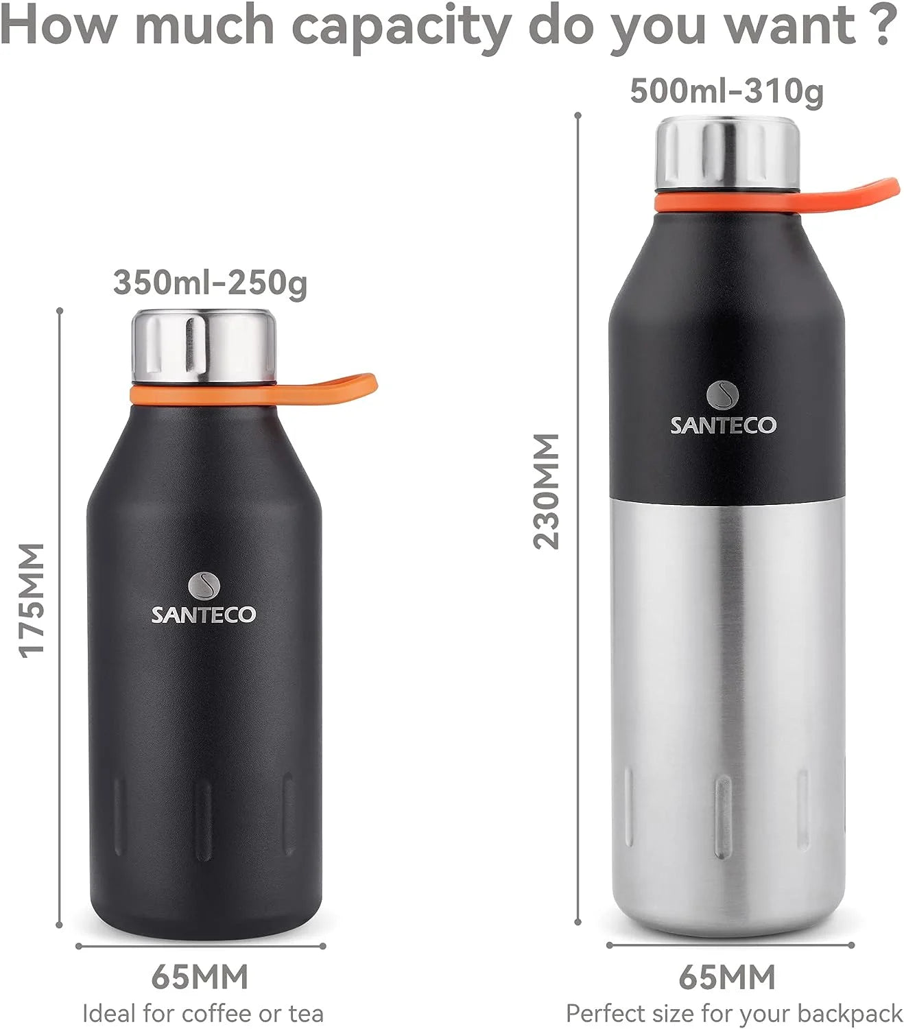 Stainless Steel Kola Water Bottle 12 Fl Oz, Black