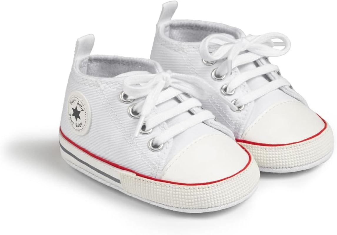 Unisex Baby Boy Girl Canvas Sneaker Soft Sole Infant Lace up Newborn Ankle Toddler First Walkers Crib Shoes