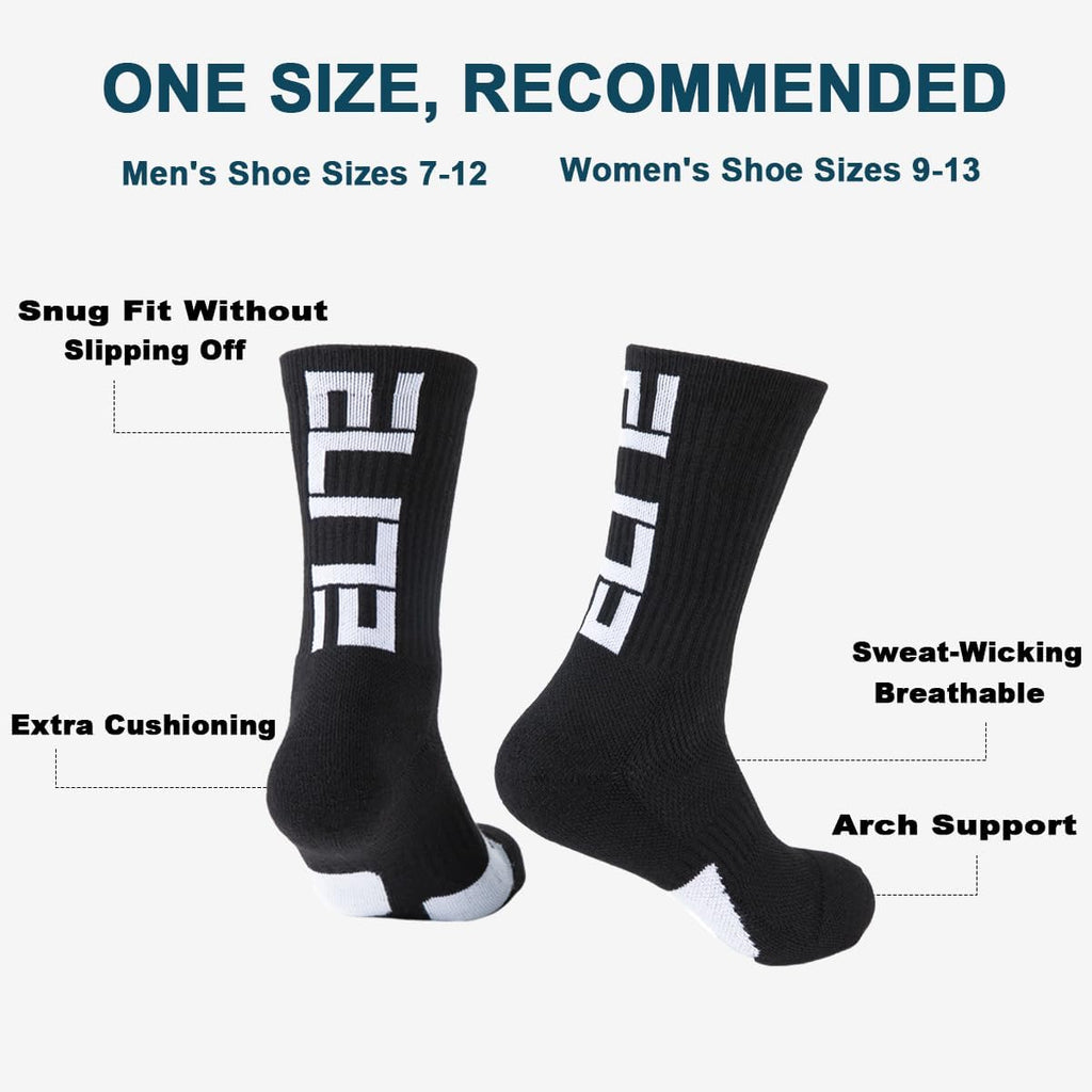 Basketball Crew Socks for Men and Women, Cushion Performance Athletic Basketball Socks