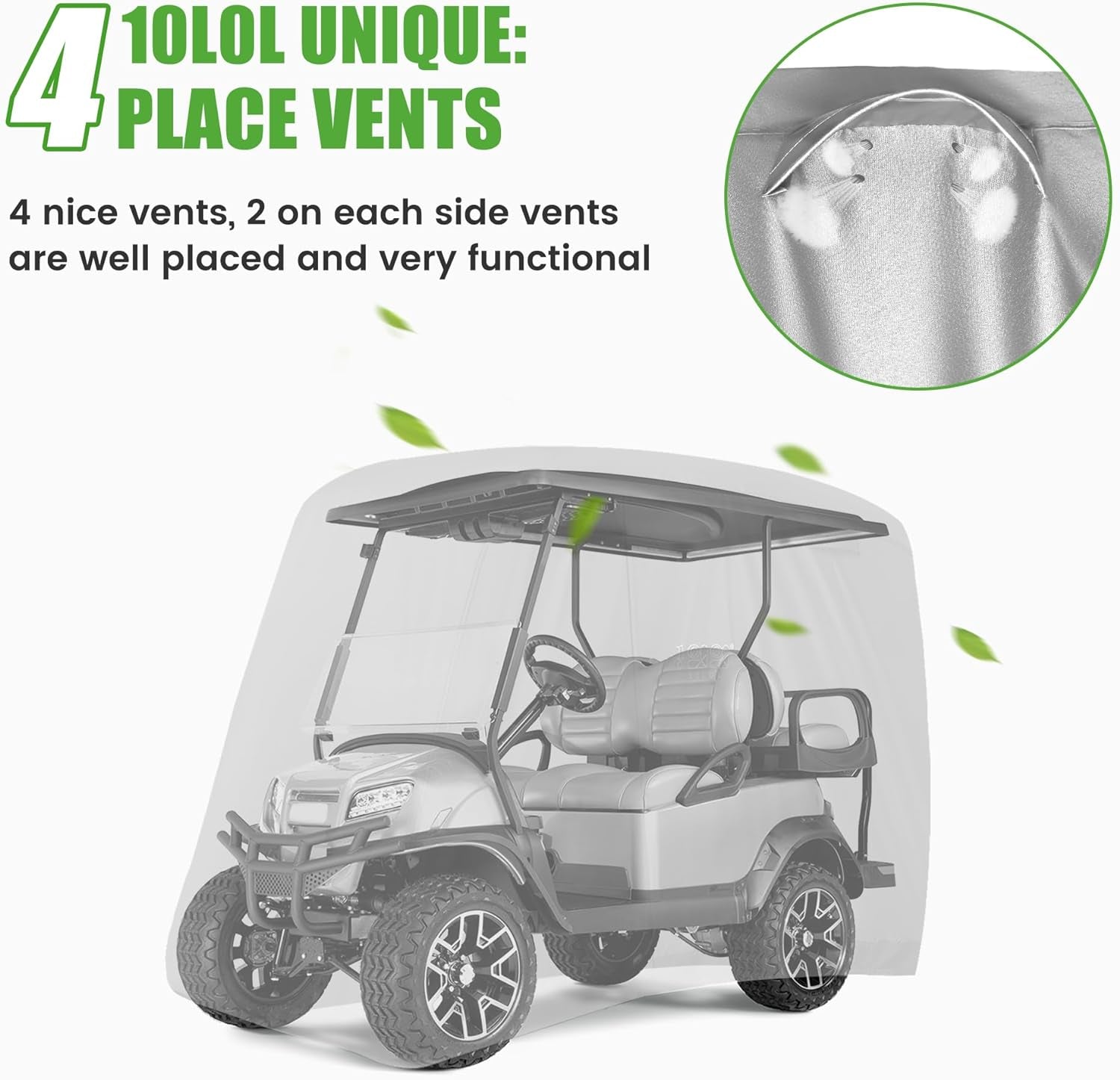 Universal Golf Cart Covers for Yamaha,Club Car, EZGO, Waterproof 2/4 Passenger Heavy Duty Golf Cart Rain Covers Extended Roof with 3 Zipper Doors