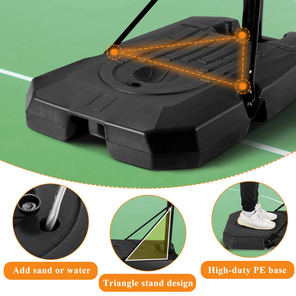 44In Basketball Hoop Portable Basketball System with Adjustable Height with Big Backboard and Large Base for Youth Adults Family Indoor Outdoor