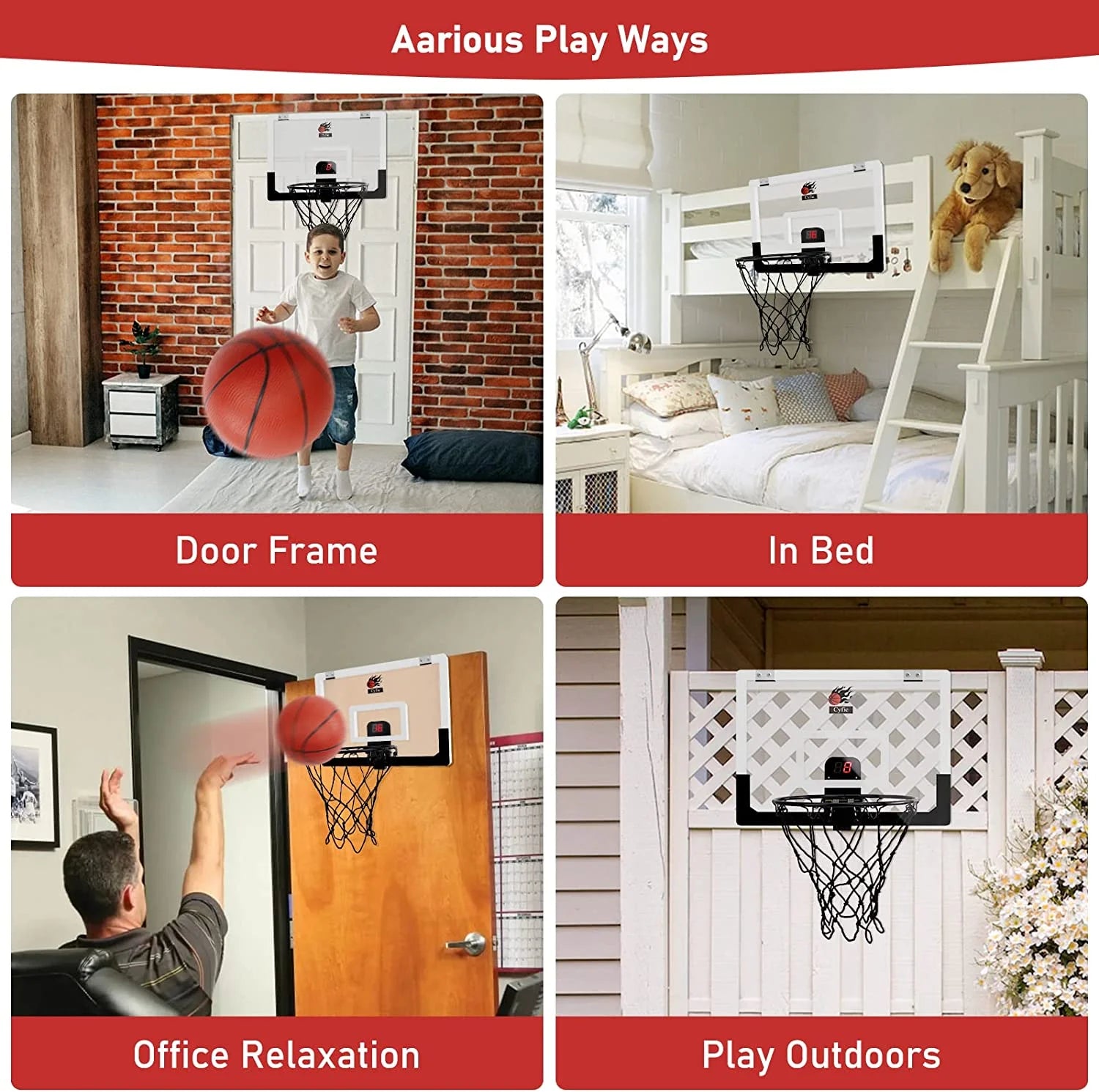 All-Weather Indoor Basketball Hoop, 17"X12" Polycarbonate Hanging Mini Hoop Set