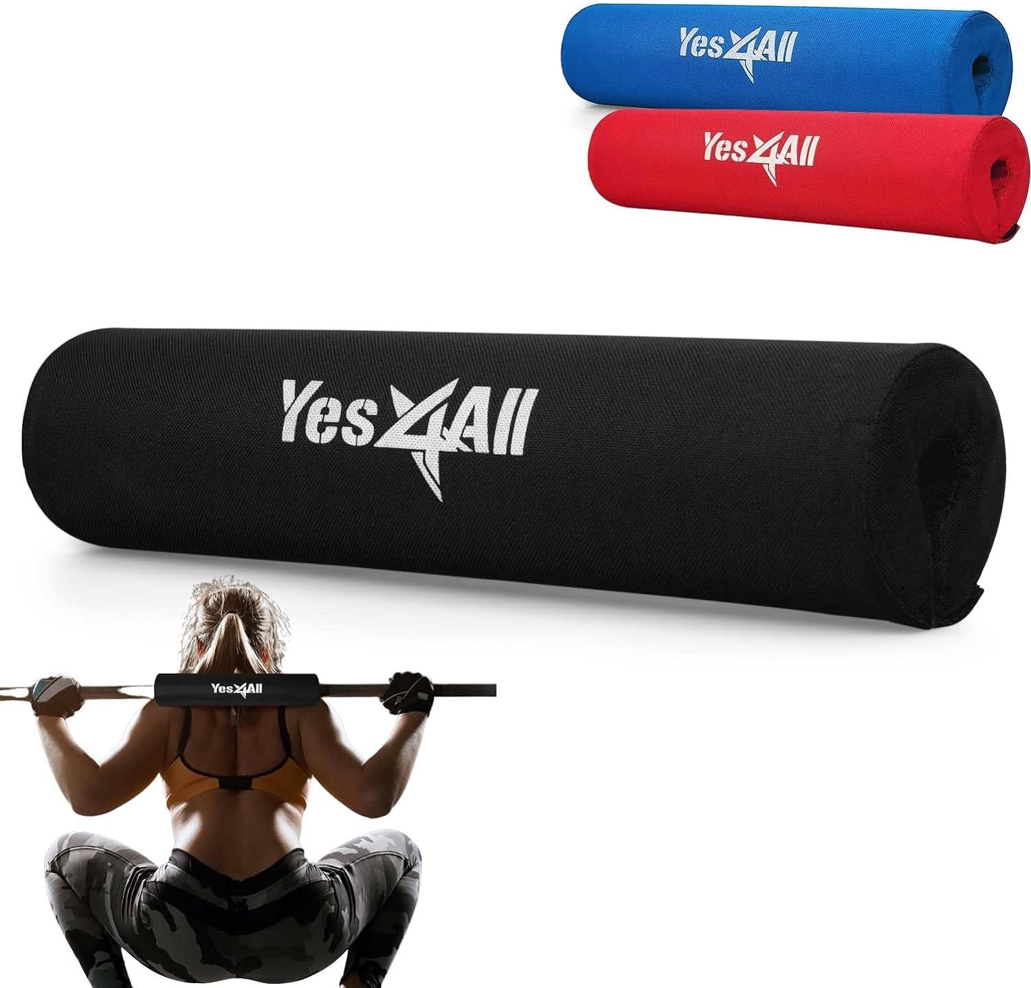 Ergonomic Foam Bar Pad, Olympic Barbell Squat & Neck Pad for Squats, Hip Thrusts & Weight Lifting Bar