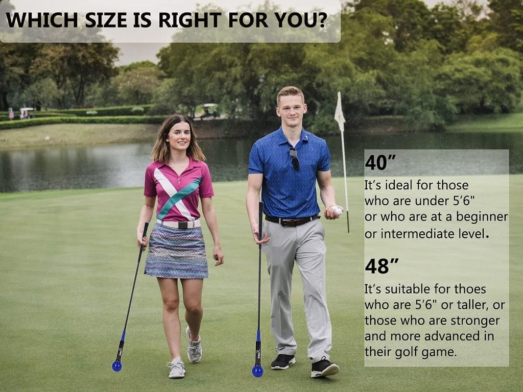 Golf Swing Trainer Aid 48"/40" Warm-Up Stick for Strength Flexibility Tempo Training Golf Practice Aid with Weighted Head Swing Corrector for Men Women
