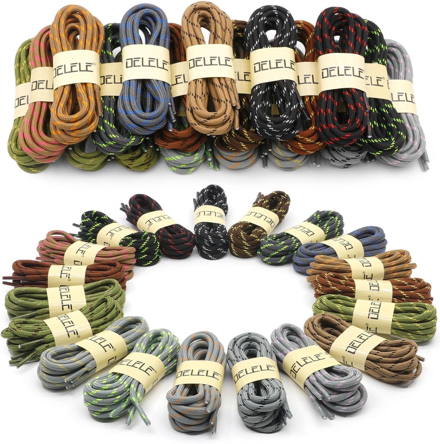 round Work Boot Laces: Heavy Duty Hiking Shoe Laces for Boots 2 Pair