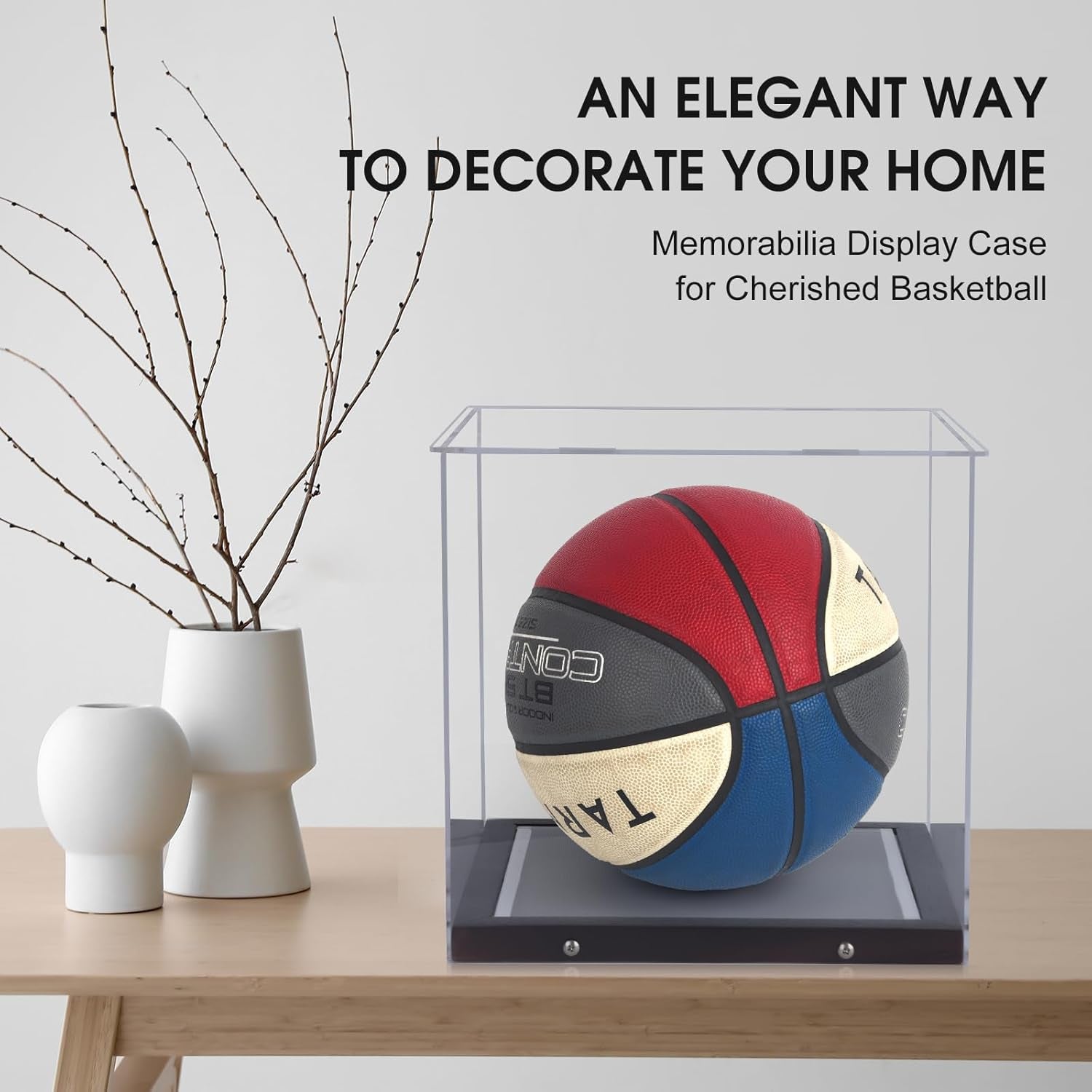 Basketball Display Case with LED Light Clear Acrylic Basketball Display Box, Display Holder for Autographed Basketball, UV Protection Dust Proof Memorabilia Display Case