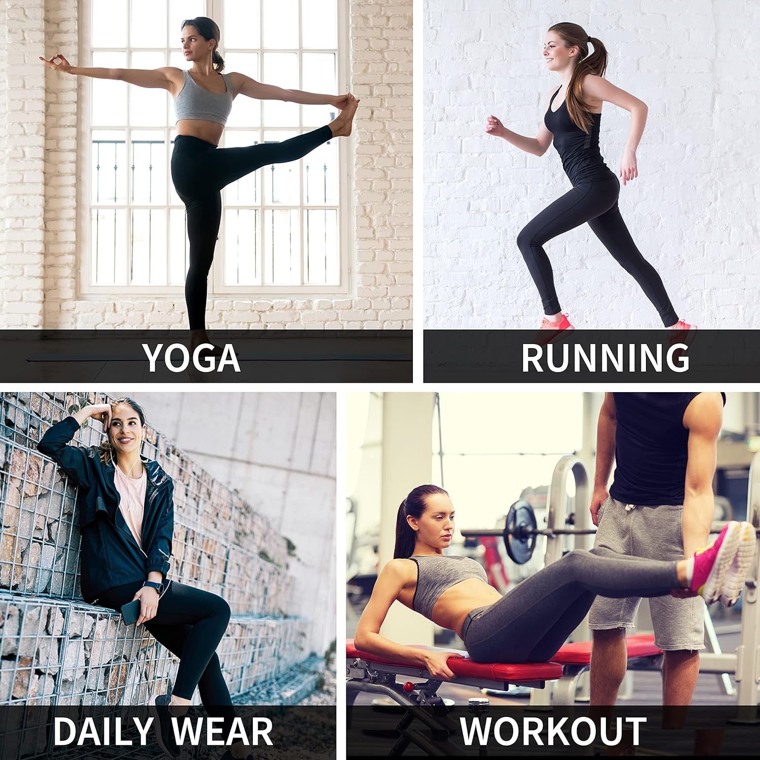 Lifesky Women Yoga Leggings Pants: High Waist Tummy Control 4-Way Stretch Yoga Pants with 3 Pockets for Ladies - Compression Anti-Squat Proof Tights for Workout Gym Running Athletic Exercise Fitness