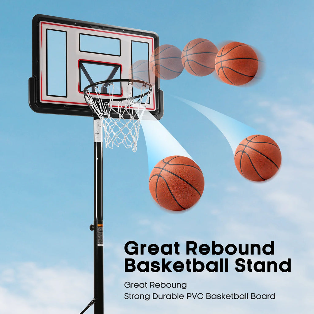 44In Portable Basketball Hoop with Height Adjustable 6.56Ft to 10Ft Basketball Goals for Younger People Indoor Outdoor with Free Basketabll