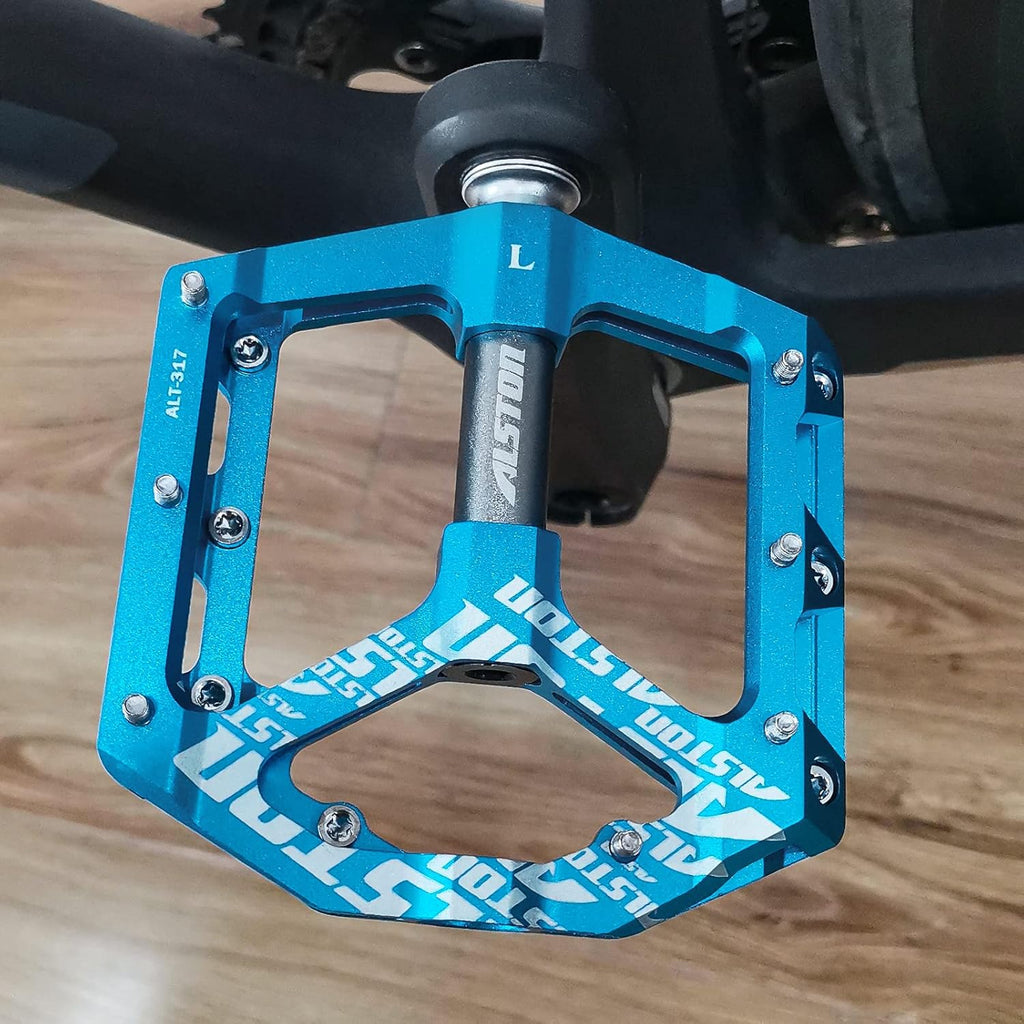 Non-Slip Mountain Bike Pedals,Ultra Strong Colorful Cr-Mo CNC Machined 9/16" 3 Sealed Bearings for Road BMX MTB Fixie Bikes