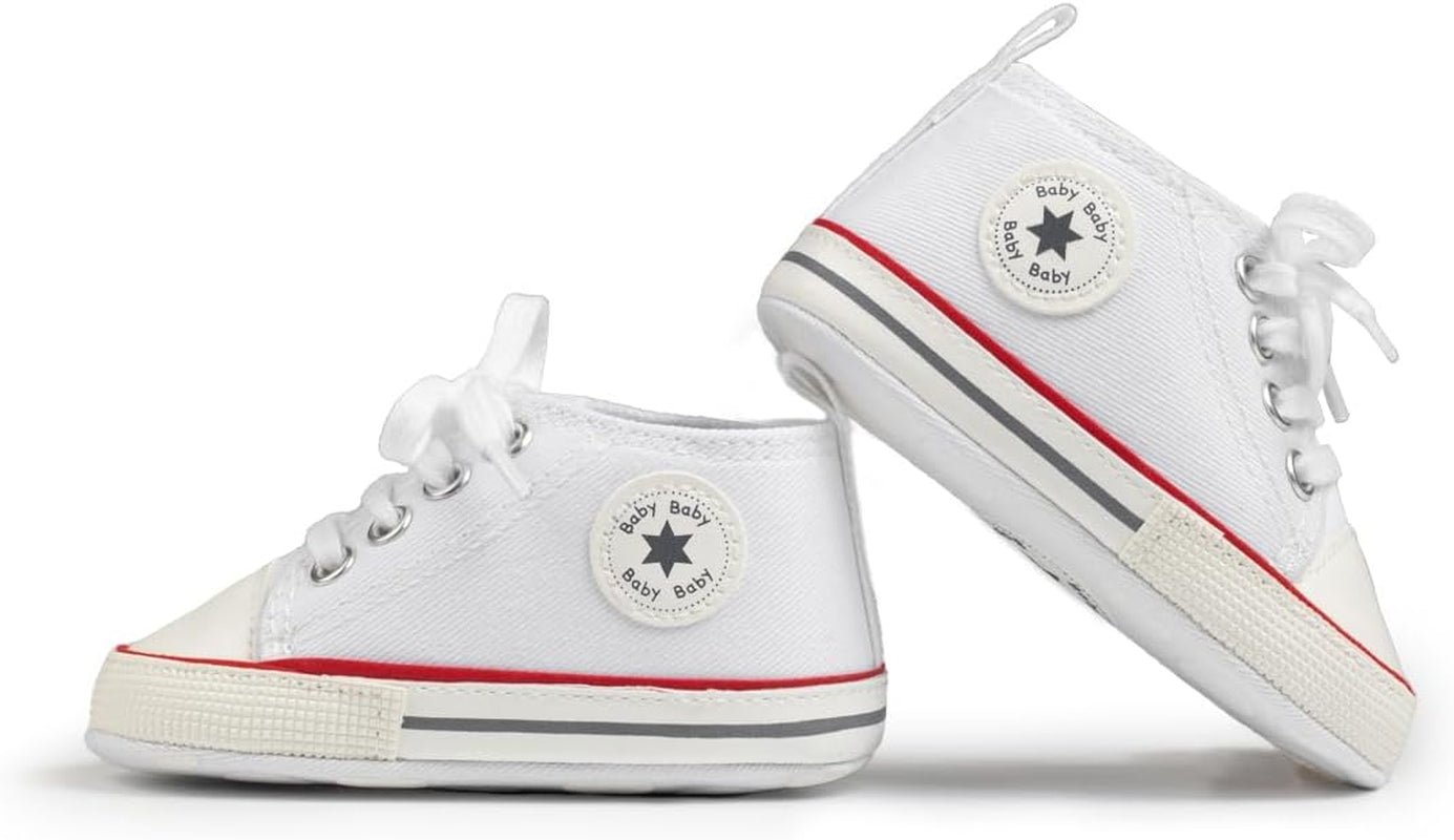 Unisex Baby Boy Girl Canvas Sneaker Soft Sole Infant Lace up Newborn Ankle Toddler First Walkers Crib Shoes