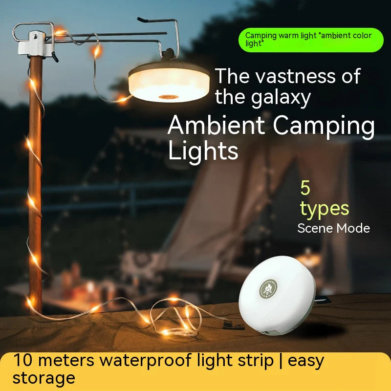 Portable Rechargeable Camping Light with 7-Color Mood Lighting for Outdoor Tents