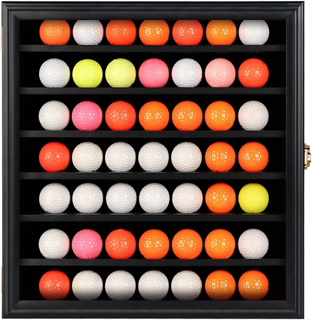 Golf Ball Display Case - Wall Mounted Holder with Glass Door, Ideal Gift for Golf Enthusiasts
