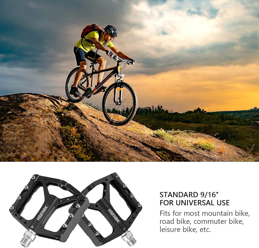 Mountain Bike Pedals MTB Pedals Bicycle Flat Pedals Aluminum 9/16" Sealed Bearing Lightweight Platform for Road Mountain BMX MTB Bike