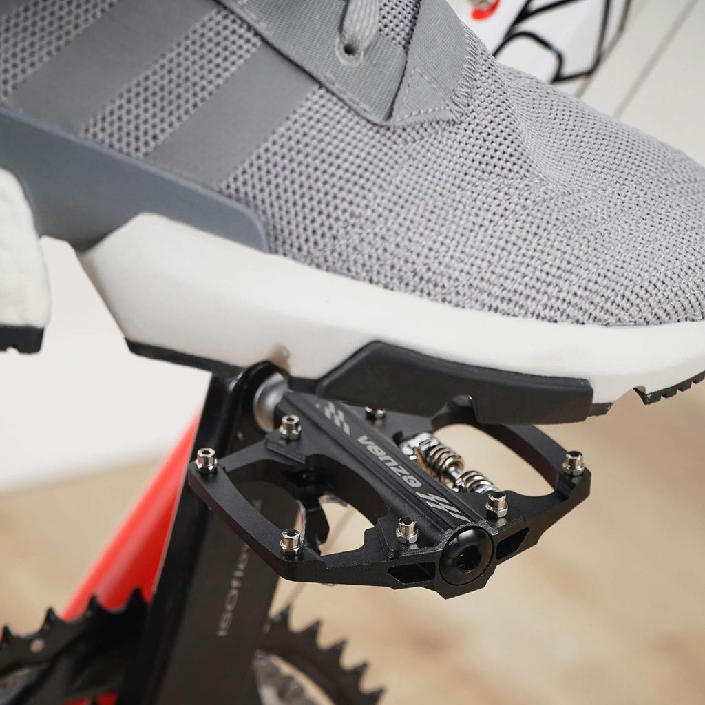 Multi-Use Compatible with Shimano SPD Mountain Bike Bicycle Sealed Clipless Pedals - Dual Platform Multi-Purpose - Great for Touring, Road, Trekking Bikes