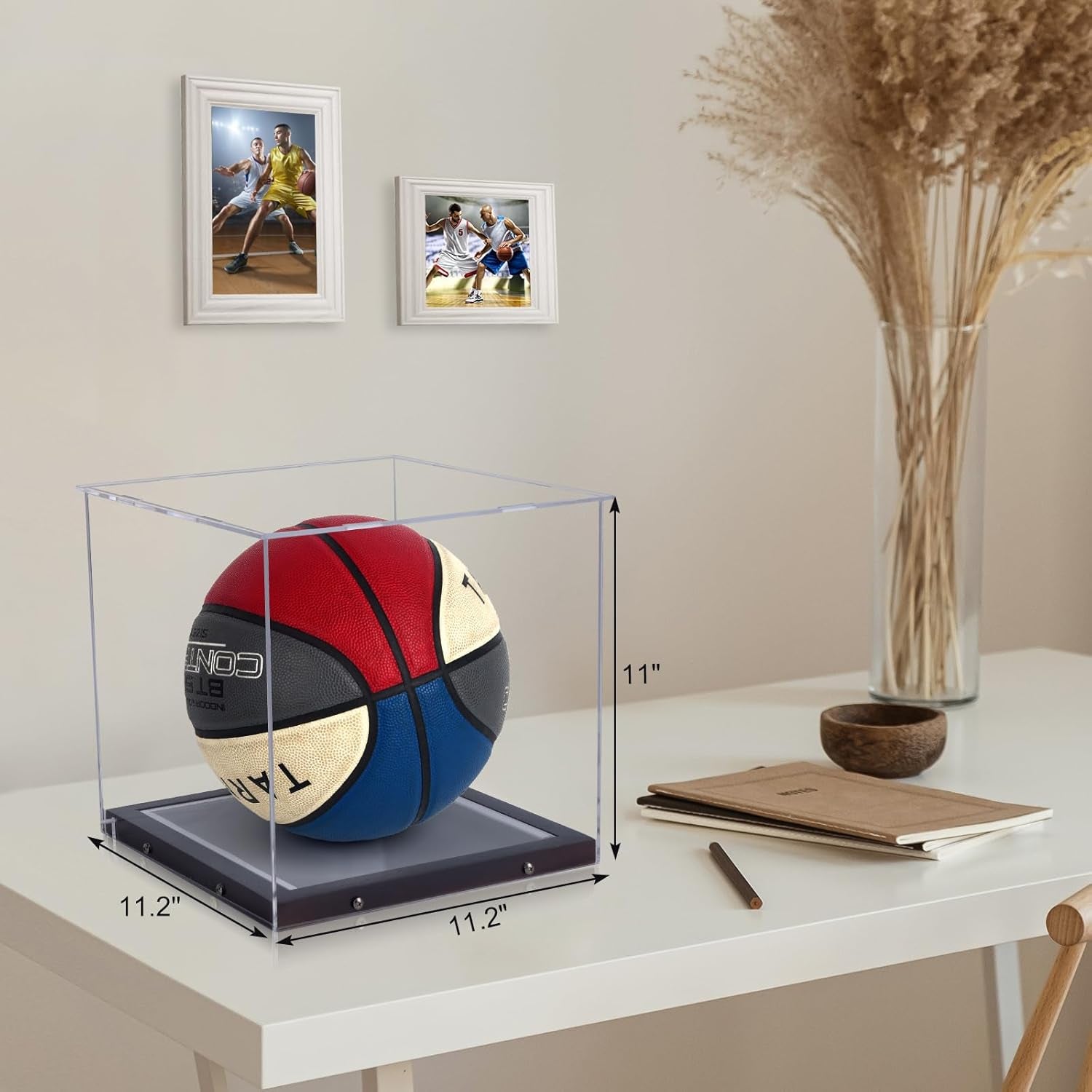Basketball Display Case with LED Light Clear Acrylic Basketball Display Box, Display Holder for Autographed Basketball, UV Protection Dust Proof Memorabilia Display Case