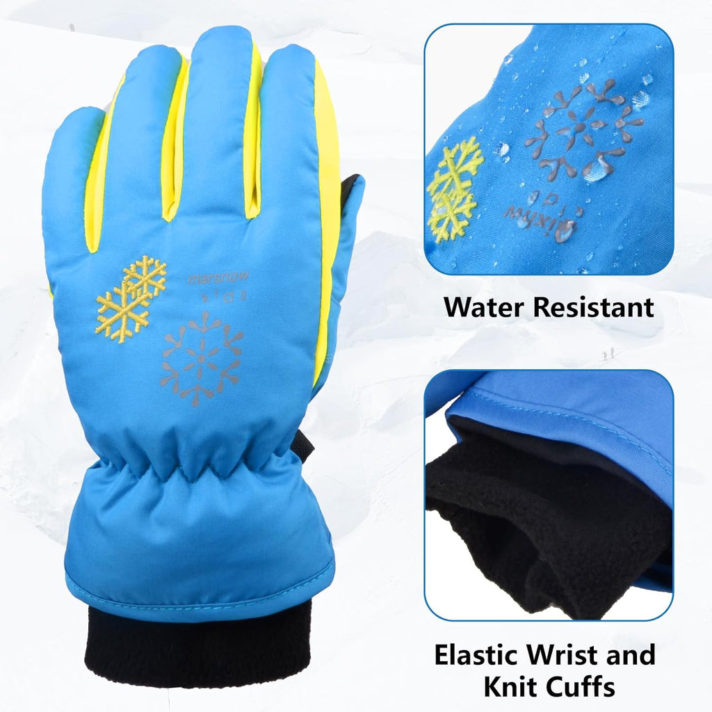 Kids Ski Snow Gloves Windproof for Boys Girls Winter Cold Weather Riding Driving Hiking Snowboard Cycling Skiing Sports