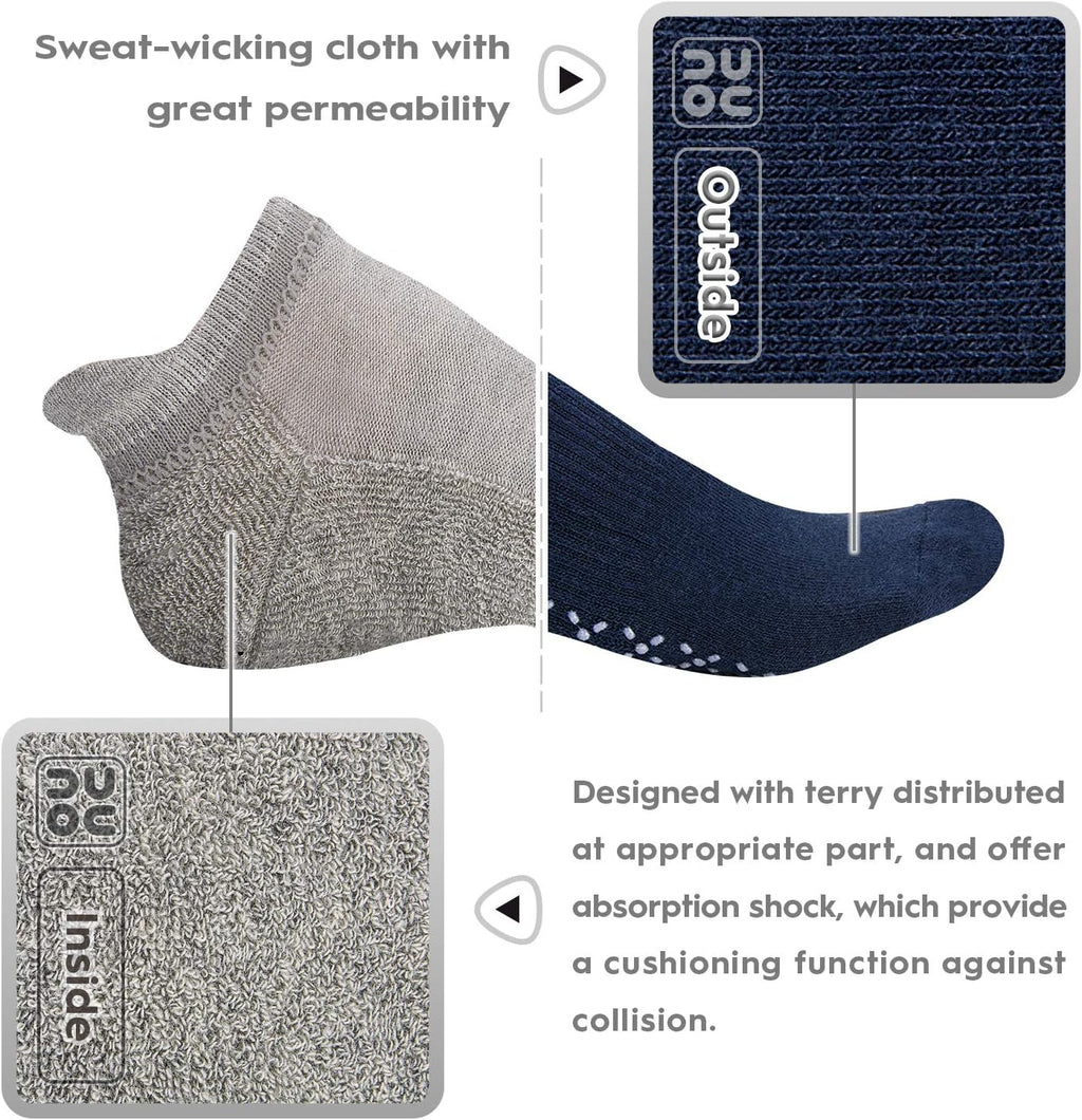 Unisex Non Slip Grip Socks with Cushion for Yoga Pilates Barre Home & Hospital