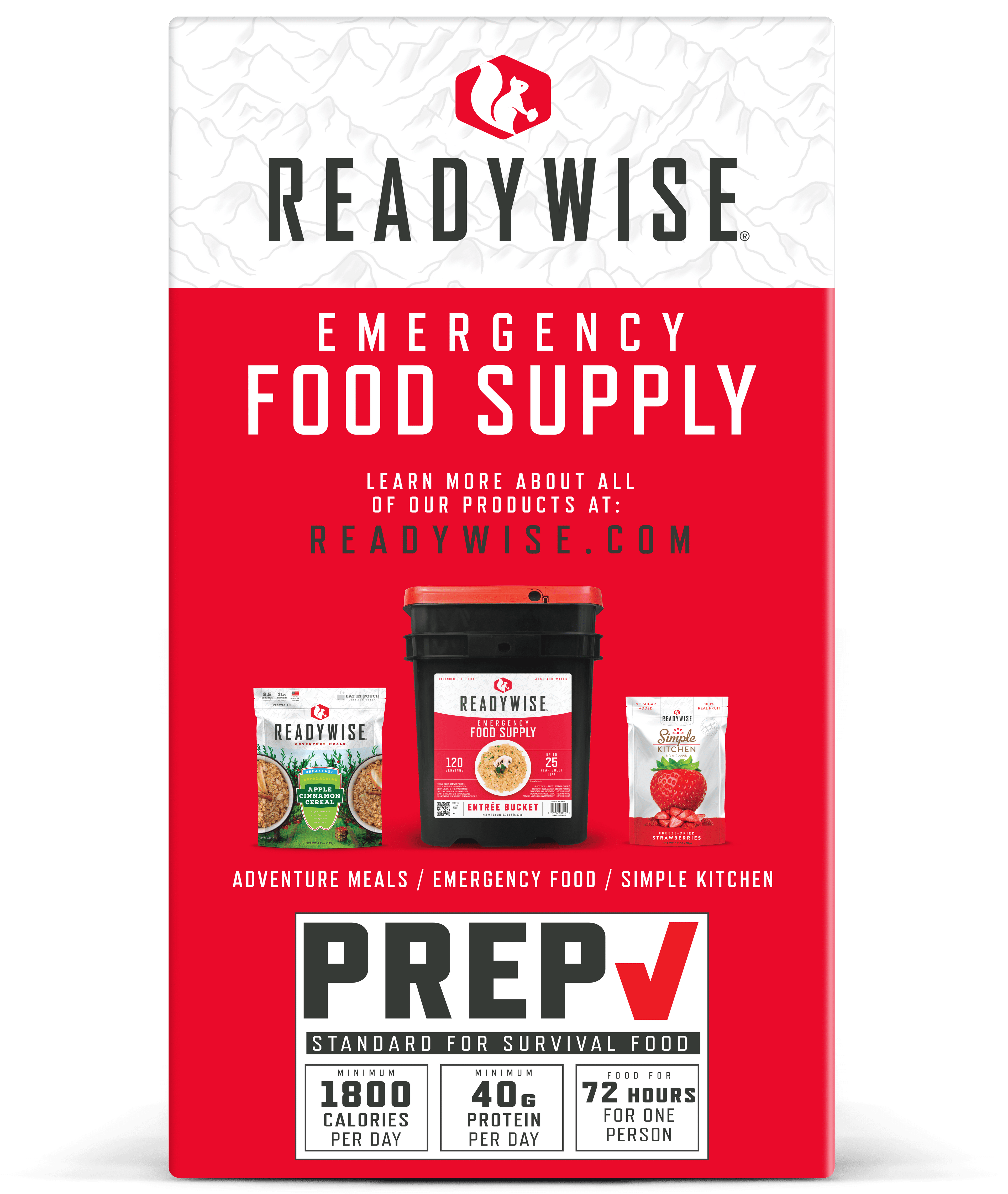 Emergency Food Supply 72 Hours, 30 Servings, 25-Year Shelf Life